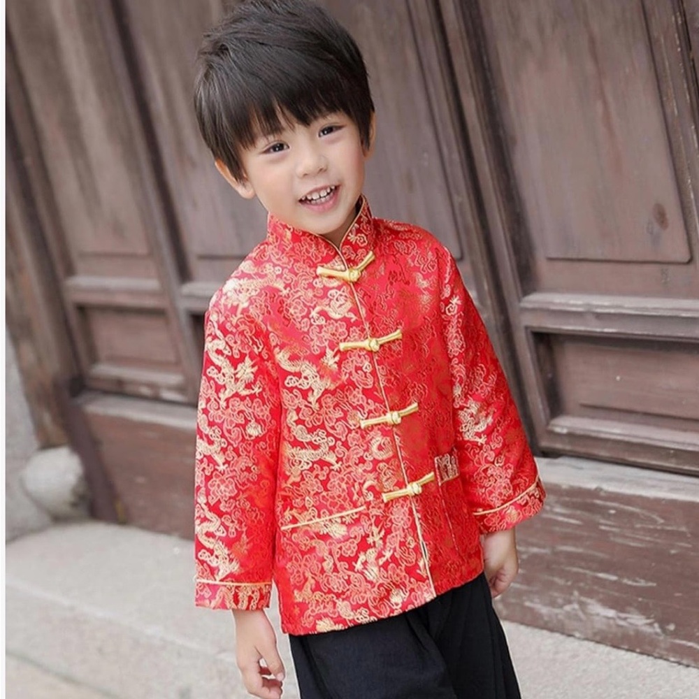 Boy Tang Suit Dragon Long Sleeve Shirt Size 8